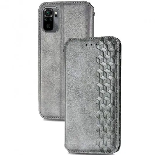 Шкіряний чохол-книжка GETMAN Cubic (PU) для Xiaomi Redmi Note 10 Pro / 10 Pro Max Сірий - зображення 3 
