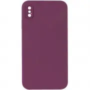 Silicone Case Square Full Camera Protective (AA) NOLOGO для Apple iPhone XS Max (6.5") Бордовый / Maroon