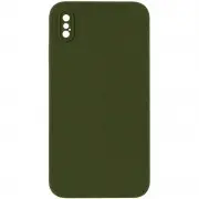 Silicone Case Square Full Camera Protective (AA) NOLOGO для Apple iPhone XS Max (6.5") Зеленый / Dark Olive