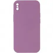 Silicone Case Square Full Camera Protective (AA) NOLOGO для Apple iPhone XS Max (6.5") Ліловий / Lilac Pride