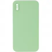 Silicone Case Square Full Camera Protective (AA) NOLOGO для Apple iPhone XS Max (6.5") М'ятний / Mint