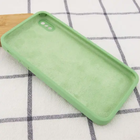 Silicone Case Square Full Camera Protective (AA) NOLOGO для Apple iPhone XS Max (6.5") М'ятний / Mint - зображення 2 