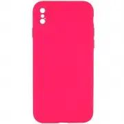 Silicone Case Square Full Camera Protective (AA) NOLOGO для Apple iPhone XS Max (6.5") Рожевий / Barbie pink