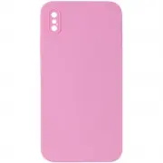 Silicone Case Square Full Camera Protective (AA) NOLOGO для Apple iPhone XS Max (6.5") Рожевий / Light pink