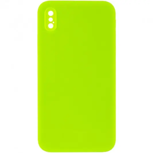 Silicone Case Square Full Camera Protective (AA) NOLOGO для Apple iPhone XS Max (6.5") Салатовий / Neon green