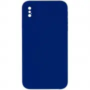 Silicone Case Square Full Camera Protective (AA) NOLOGO для Apple iPhone XS Max (6.5") Синій / Deep navy