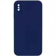 Silicone Case Square Full Camera Protective (AA) NOLOGO для Apple iPhone XS Max (6.5") Темно-синій / Midnight blue