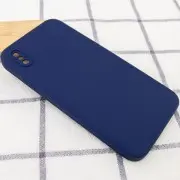 Silicone Case Square Full Camera Protective (AA) NOLOGO для Apple iPhone XS Max (6.5") Темно-синій / Midnight blue