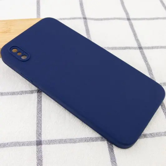 Silicone Case Square Full Camera Protective (AA) NOLOGO для Apple iPhone XS Max (6.5") Темно-синій / Midnight blue - зображення 1 