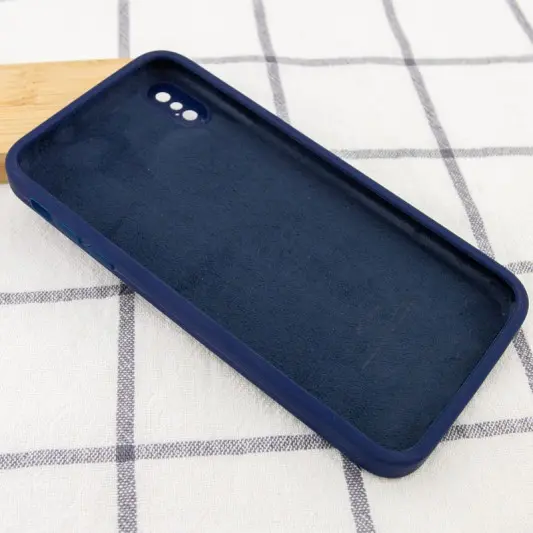 Silicone Case Square Full Camera Protective (AA) NOLOGO для Apple iPhone XS Max (6.5") Темно-синій / Midnight blue - зображення 2 