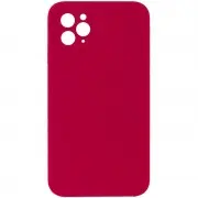 Silicone Case Square Full Camera Protective (AA) NOLOGO для Apple iPhone 11 Pro (5.8") Червоний / Rose Red