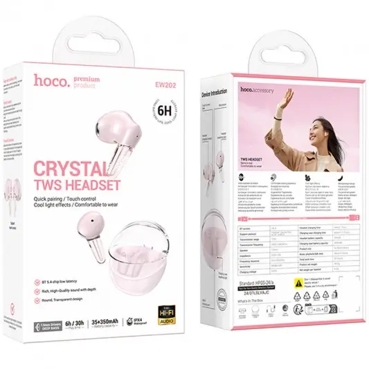 Бездротові TWS навушники Hoco EW202 Magic Pink - зображення 1 