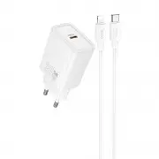 СЗУ Hoco N62 Gentle PD30W (1USB-C) + кабель Type-C to Lightning White