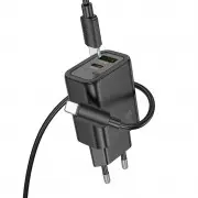 СЗУ Hoco N63 Gentle PD30W+QC3.0 (1USB-A/1C) + кабель Type-C to Lightning Black