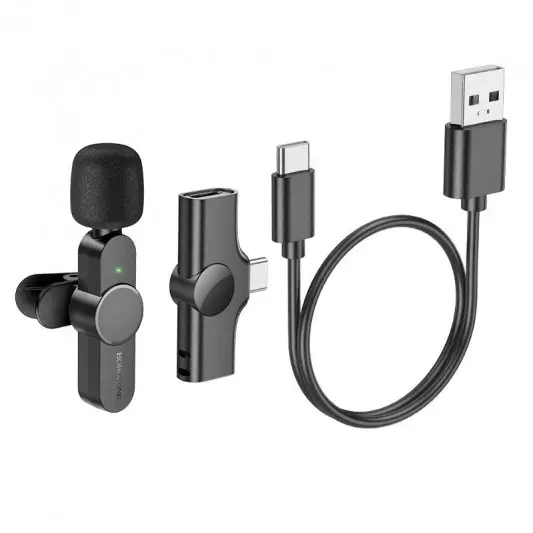 Петличный беспроводной микрофон Borofone BFK12 Trophy lavalier Lightning Black - изображение 1
