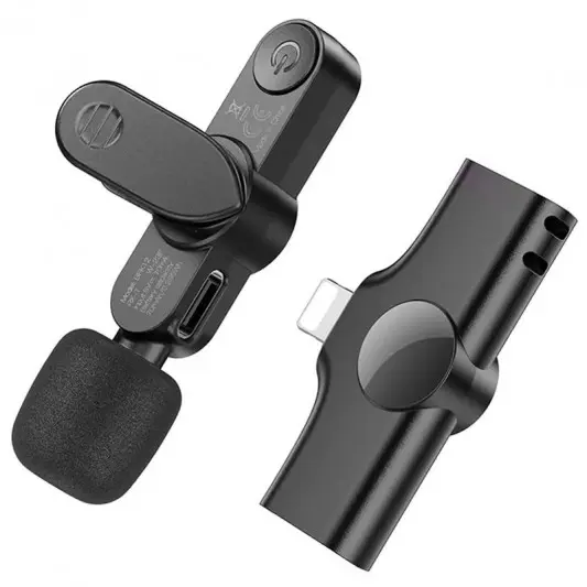 Петличный беспроводной микрофон Borofone BFK12 Trophy lavalier Lightning Black - изображение 3