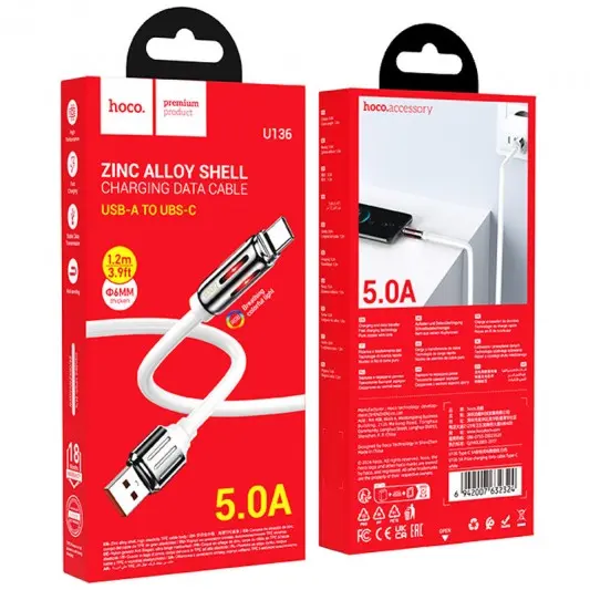Дата кабель Hoco U136 Prize USB to Type-C 5A (1.2m) White - зображення 1 
