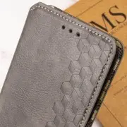Кожаный чехол-книжка GETMAN Cubic (PU) для Samsung Galaxy S23 FE Серый
