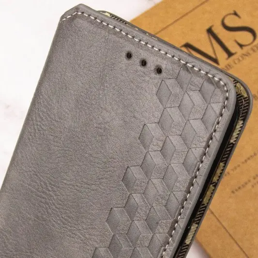 Кожаный чехол-книжка GETMAN Cubic (PU) для Samsung Galaxy S23 FE Серый - изображение 4