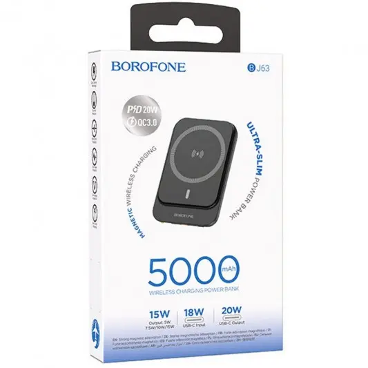 Портативний ЗП Power Bank BOROFONE BJ63 Nimble PD20W з БЗП 5000 mAh Black - зображення 5 