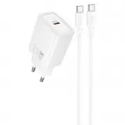 СЗУ Hoco N60 Gentle PD20W (1USB-C) + кабель Type-C to Type-C White