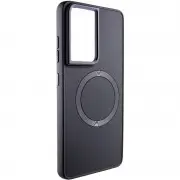 TPU чехол Bonbon Metal Style with MagSafe для Samsung Galaxy S22 Ultra Черный / Black