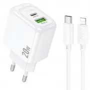 СЗУ Hoco CS54A Surplus PD20W+QC3.0 (1USB-A/1C) + кабель Type-C to Lightning White