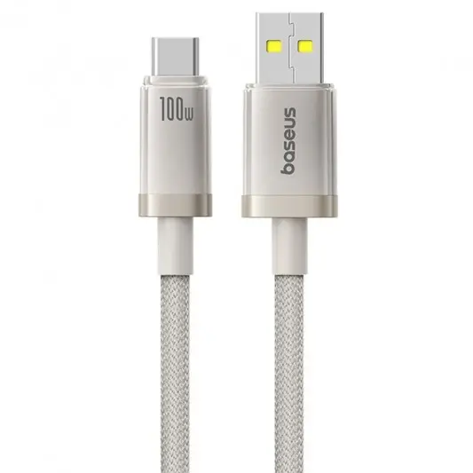 Дата кабель Baseus Titanium Alloy Fast Charging USB to Type-C 100W (1m) (P10378102) Galaxy Titanium Gold - зображення 1 