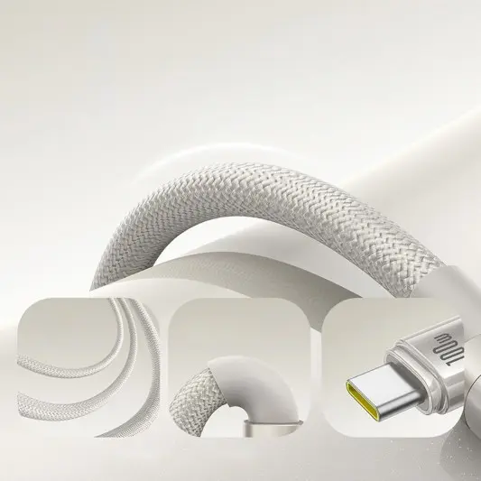 Дата кабель Baseus Titanium Alloy Fast Charging USB to Type-C 100W (1m) (P10378102) Galaxy Titanium Gold - зображення 2 
