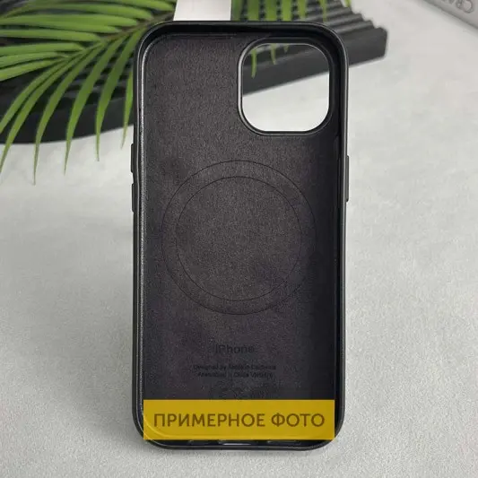 Кожаный чехол Leather Case (AAA) with MagSafe для Apple iPhone 16e (6.1") Black - изображение 1