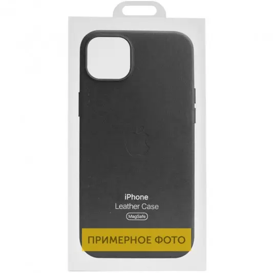 Кожаный чехол Leather Case (AAA) with MagSafe для Apple iPhone 16e (6.1") Black - изображение 3