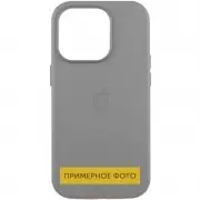 Кожаный чехол Leather Case (AAA) with MagSafe для Apple iPhone 16e (6.1") Light Gray
