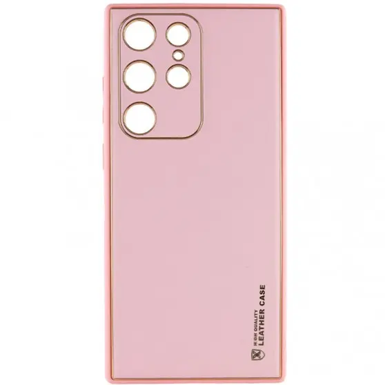 Кожаный чехол Xshield для Samsung Galaxy S23 Ultra Розовый / Pink