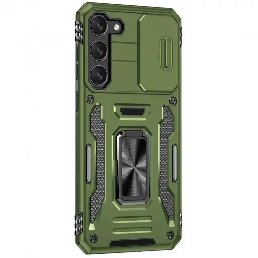 Ударопрочный чехол Camshield Army Ring для Samsung Galaxy S21 Оливковый / Army Green - изображение 4