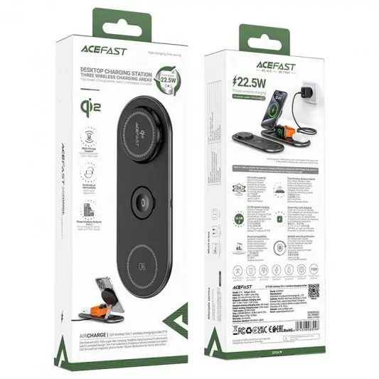 БЗП Acefast E19 Qi2 desktop 3-in-1 Black - зображення 2 