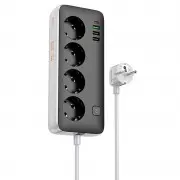 Удлинитель Hoco AC22 Sunlight (PD30W/1C/3A/4xSocket) (1.5m) Black