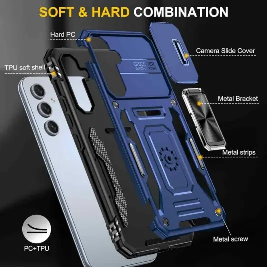 Ударостійкий чохол Camshield Army Ring для Samsung Galaxy S22+ Синій / Navy - зображення 3 