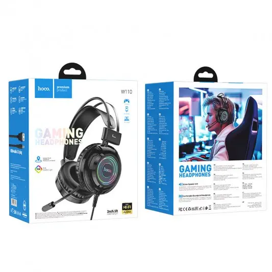 Накладні навушники Hoco W110 Resource (USB+3.5mm/2m) Black - зображення 4 