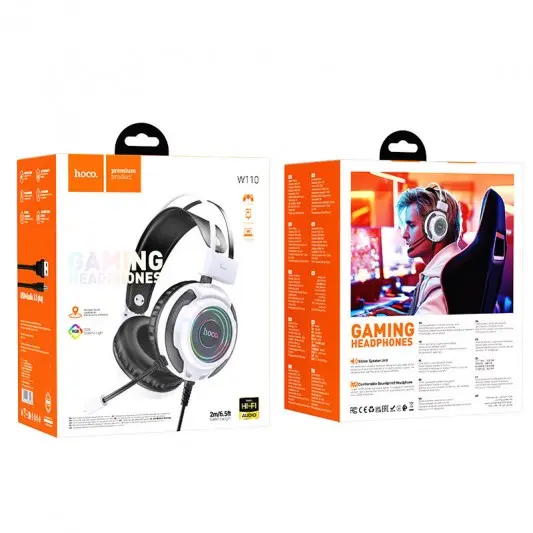 Накладные наушники Hoco W110 Resource (USB+3.5mm/2m) White - изображение 4