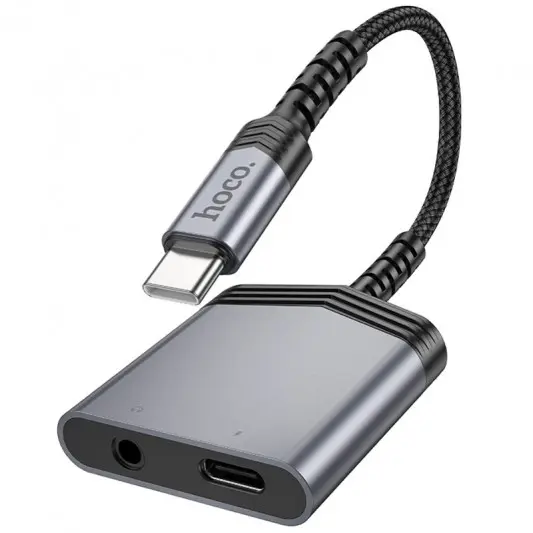 Перехідник Hoco LS39 Type-C to Type-C + 3.5mm Metal gray - зображення 2 