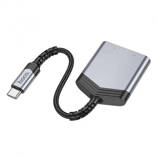Перехідник Hoco LS39 Type-C to Type-C + 3.5mm Metal gray - зображення 4 
