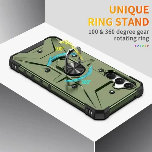 Ударостійкий чохол Pathfinder Ring для Samsung Galaxy S23 FE Зелений / Army Green - зображення 2 