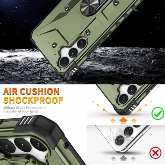 Ударостійкий чохол Pathfinder Ring для Samsung Galaxy S23 FE Зелений / Army Green - зображення 3 
