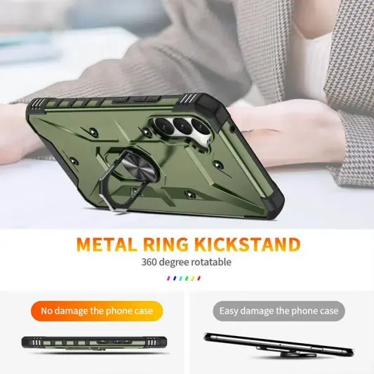 Ударостійкий чохол Pathfinder Ring для Samsung Galaxy S23 FE Зелений / Army Green - зображення 5 