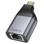 Перехідник Hoco UA35 Type-C to RJ45 Metal grey
