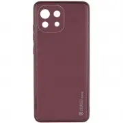 Шкіряний чохол Xshield для Xiaomi Mi 11 Lite Бордовий / Plum Red