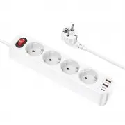 Удлинитель Hoco NS1 Aura PD20W (2USB/1Type-C/4xSocket) White