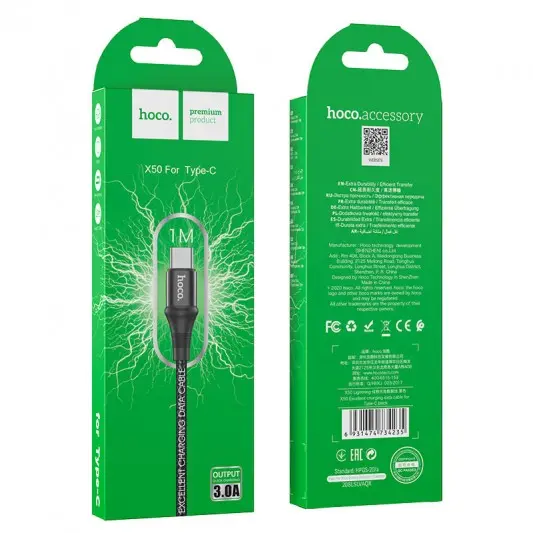 Дата кабель Hoco X50 "Excellent" USB to Type-C (1m) Чорний - изображение 5