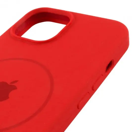 Чехол Silicone Case Full Protective (AA) with MagSafe для Apple iPhone 14 (6.1") Красный / Red - изображение 3