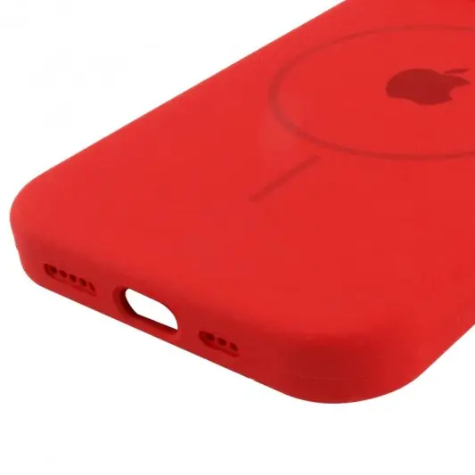Чехол Silicone Case Full Protective (AA) with MagSafe для Apple iPhone 14 (6.1") Красный / Red - изображение 4